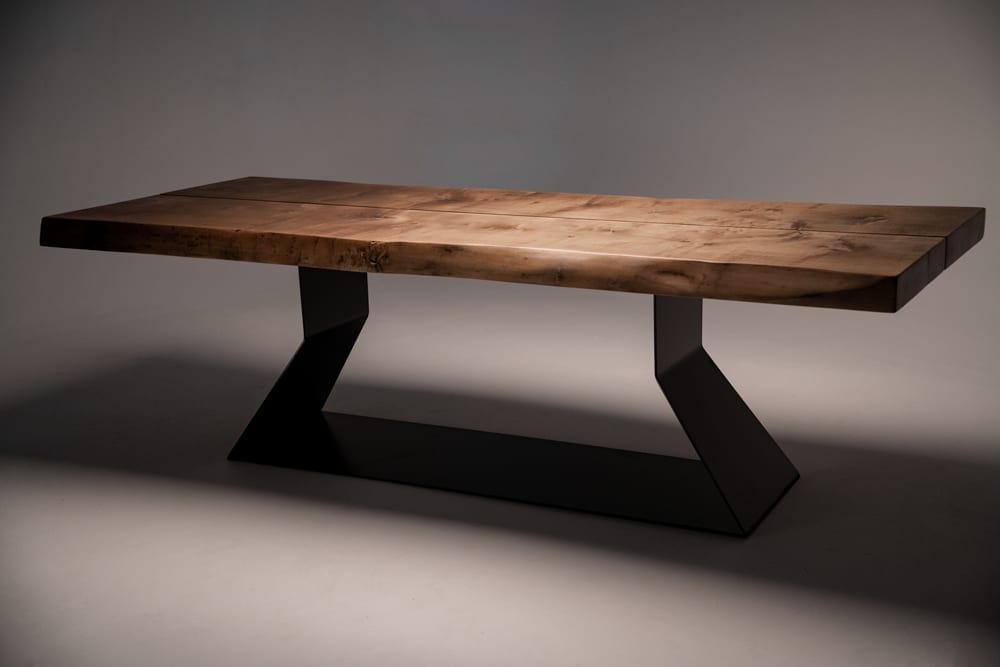 Large Maple Dining Table In Ebonised Finish | Steel Insert - Image 4