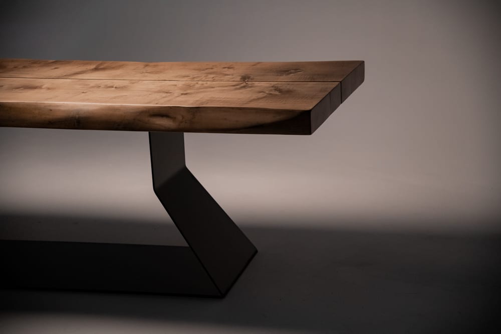 Large Maple Dining Table In Ebonised Finish | Steel Insert - Image 3