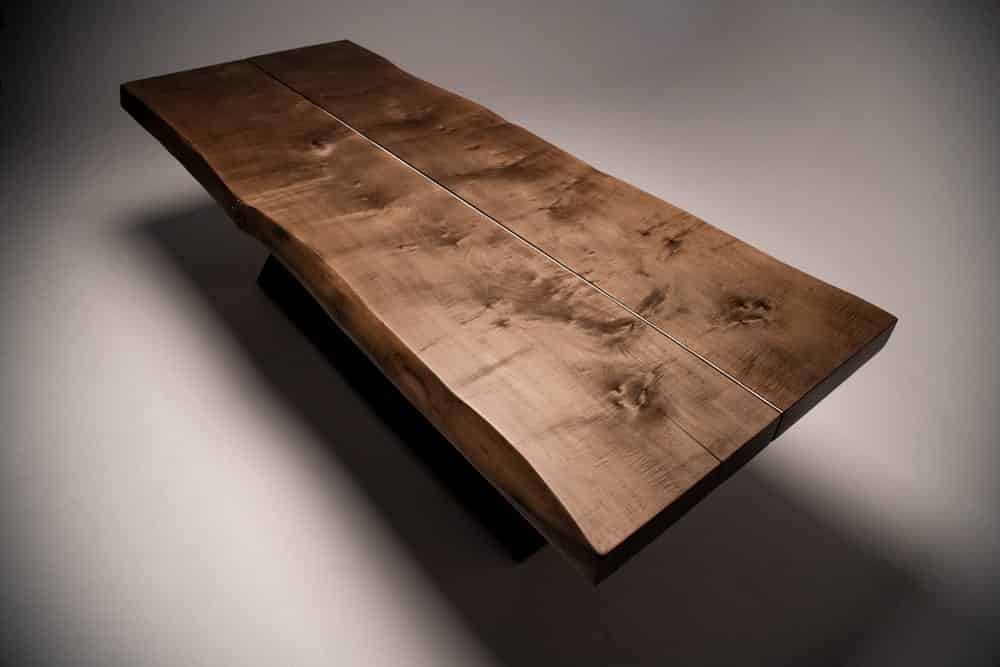 Large Maple Dining Table In Ebonised Finish | Steel Insert