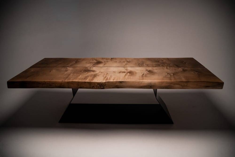 Large Maple Dining Table In Ebonised Finish | Steel Insert - Image 2