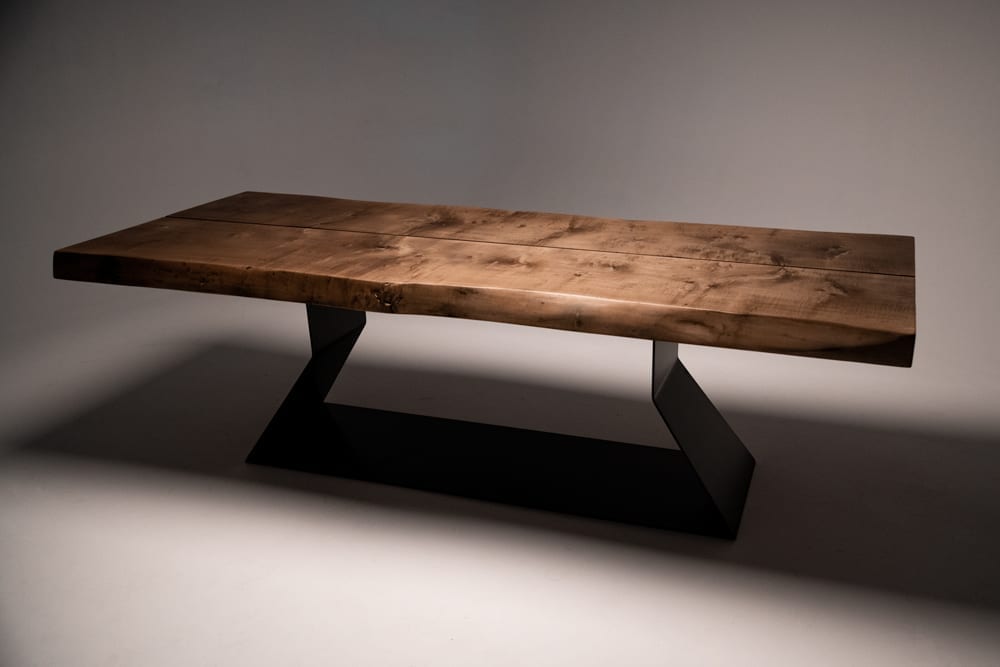 Large Maple Dining Table In Ebonised Finish | Steel Insert - Image 7